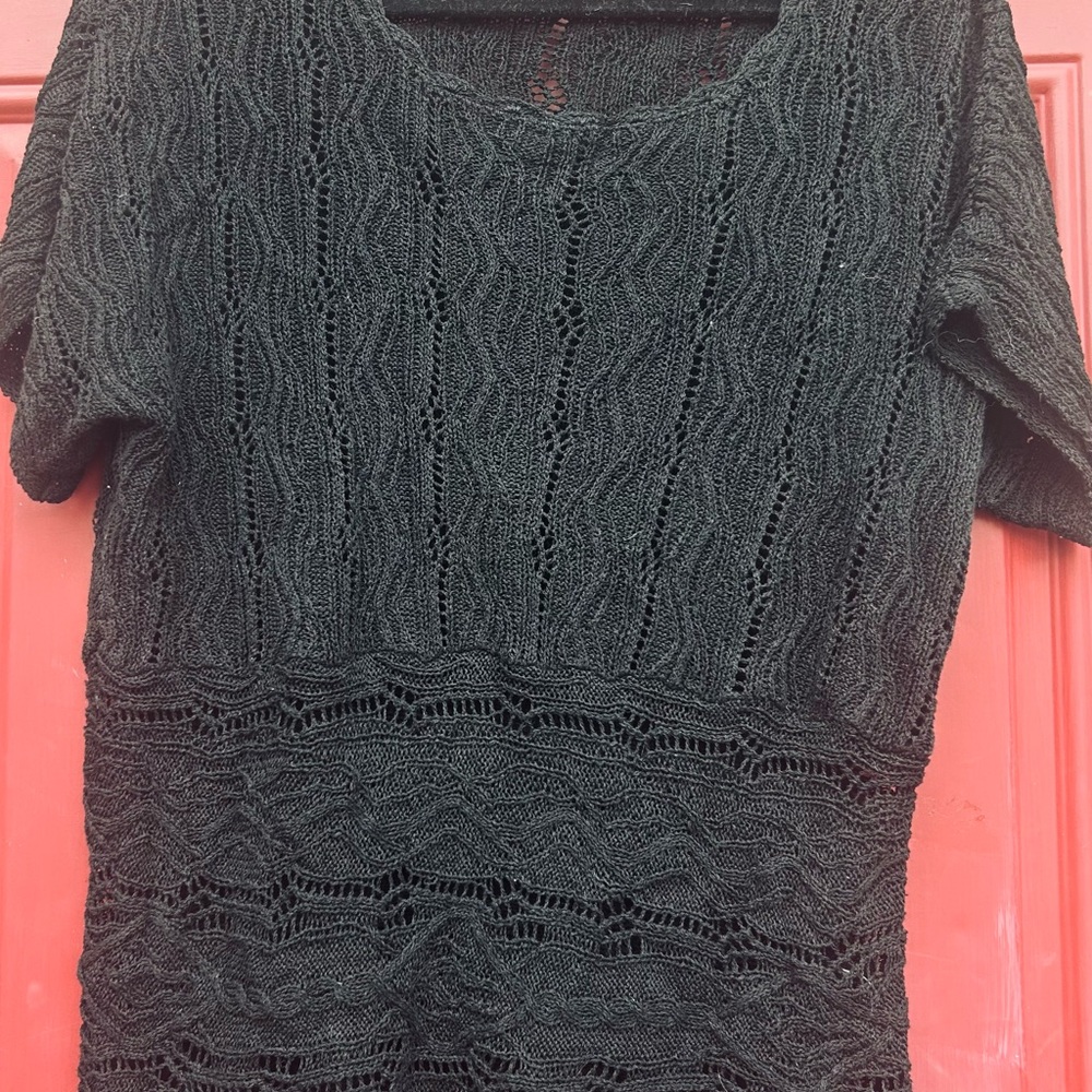 Black Knit Short Sleeve Top unbranded size large see measurements